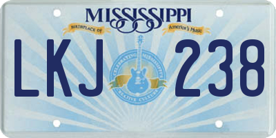 MS license plate LKJ238