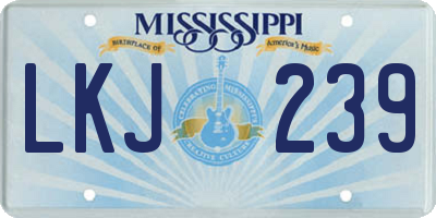 MS license plate LKJ239