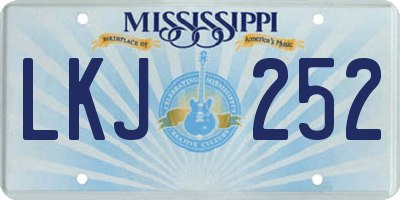 MS license plate LKJ252