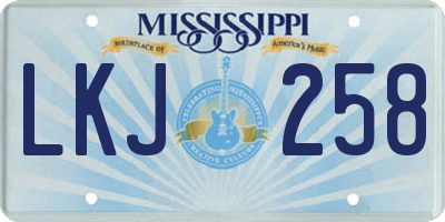 MS license plate LKJ258