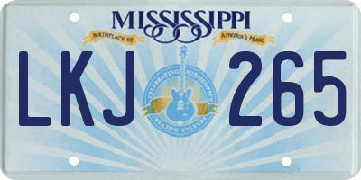 MS license plate LKJ265
