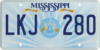 MS license plate LKJ280