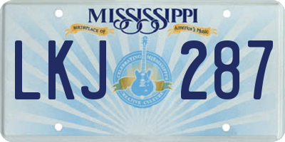 MS license plate LKJ287