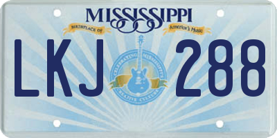 MS license plate LKJ288