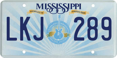 MS license plate LKJ289