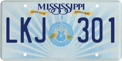 MS license plate LKJ301