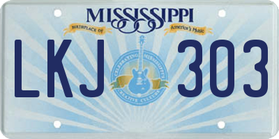 MS license plate LKJ303