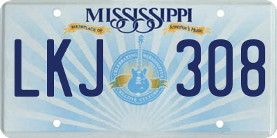 MS license plate LKJ308