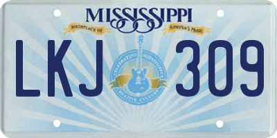 MS license plate LKJ309