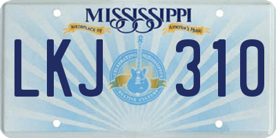 MS license plate LKJ310