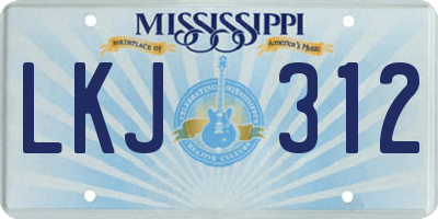 MS license plate LKJ312