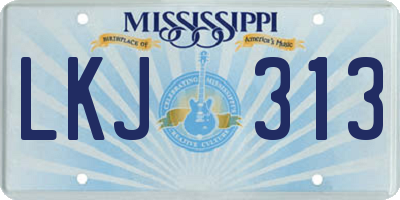 MS license plate LKJ313