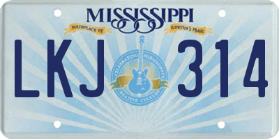 MS license plate LKJ314
