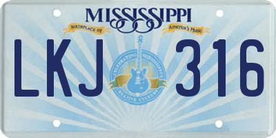 MS license plate LKJ316