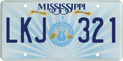 MS license plate LKJ321