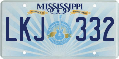 MS license plate LKJ332