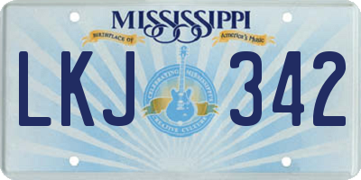 MS license plate LKJ342