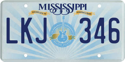 MS license plate LKJ346