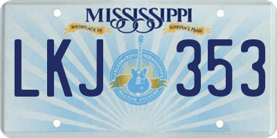 MS license plate LKJ353