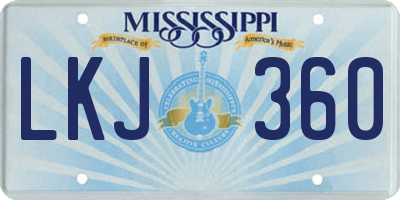 MS license plate LKJ360