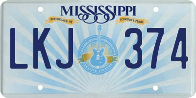 MS license plate LKJ374