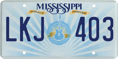 MS license plate LKJ403