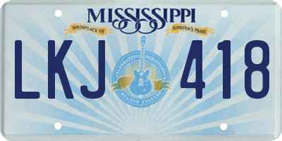 MS license plate LKJ418