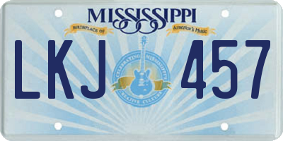 MS license plate LKJ457