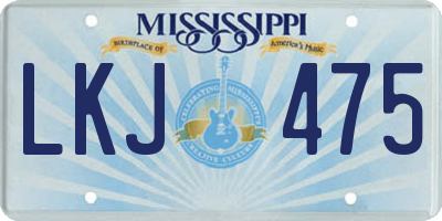 MS license plate LKJ475