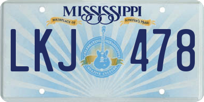 MS license plate LKJ478