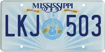 MS license plate LKJ503