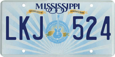 MS license plate LKJ524
