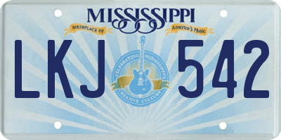 MS license plate LKJ542