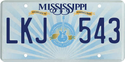 MS license plate LKJ543