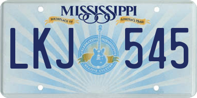MS license plate LKJ545