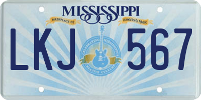 MS license plate LKJ567