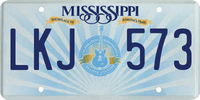 MS license plate LKJ573