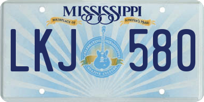 MS license plate LKJ580