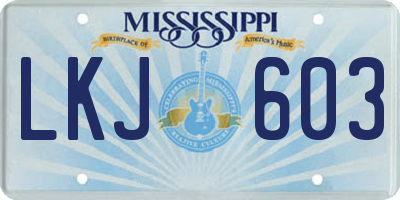 MS license plate LKJ603
