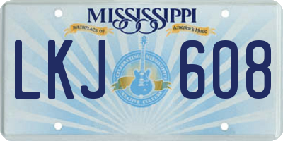 MS license plate LKJ608