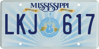 MS license plate LKJ617