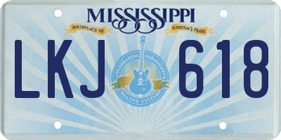 MS license plate LKJ618