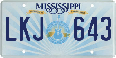 MS license plate LKJ643