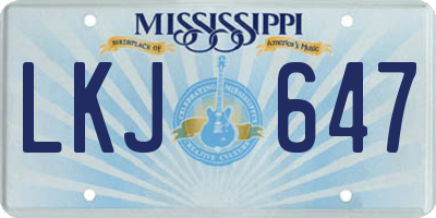 MS license plate LKJ647