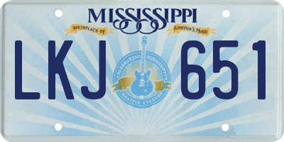 MS license plate LKJ651