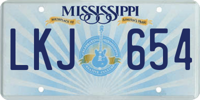 MS license plate LKJ654
