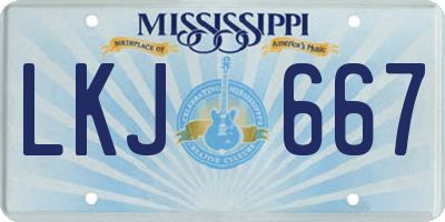MS license plate LKJ667
