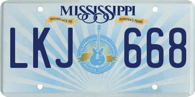 MS license plate LKJ668