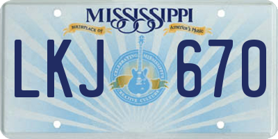 MS license plate LKJ670