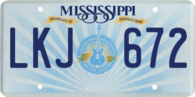 MS license plate LKJ672